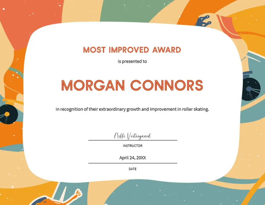 Most improved award certificate